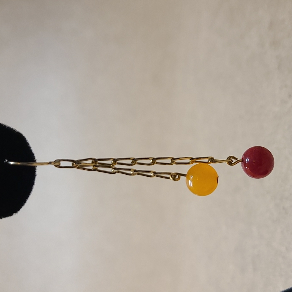 Cherry and Orange stone beeds Goldfield Earrings 2-7/8"
